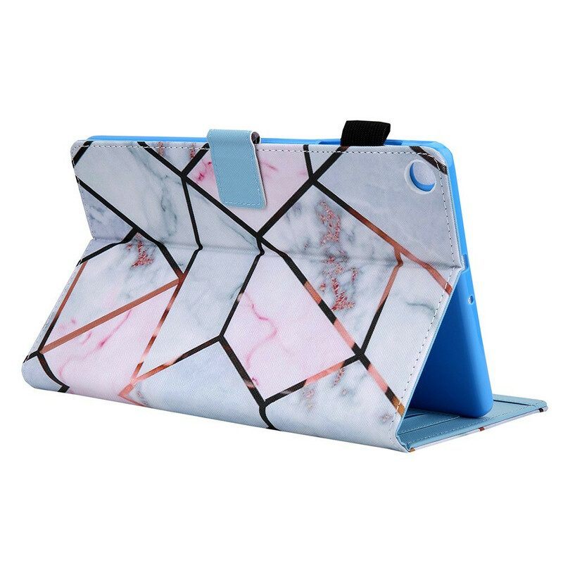 Leren Hoesje voor Samsung Galaxy Tab A7 Lite Geometrisch Marmer