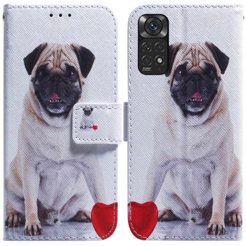 Leren Hoesje voor Xiaomi Redmi Note 11 / 11S Mops Hond