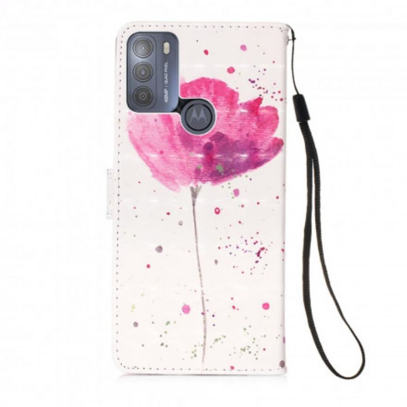 Telefoonhoesje Leren Hoesje voor Moto G50 Aquarel Papaver