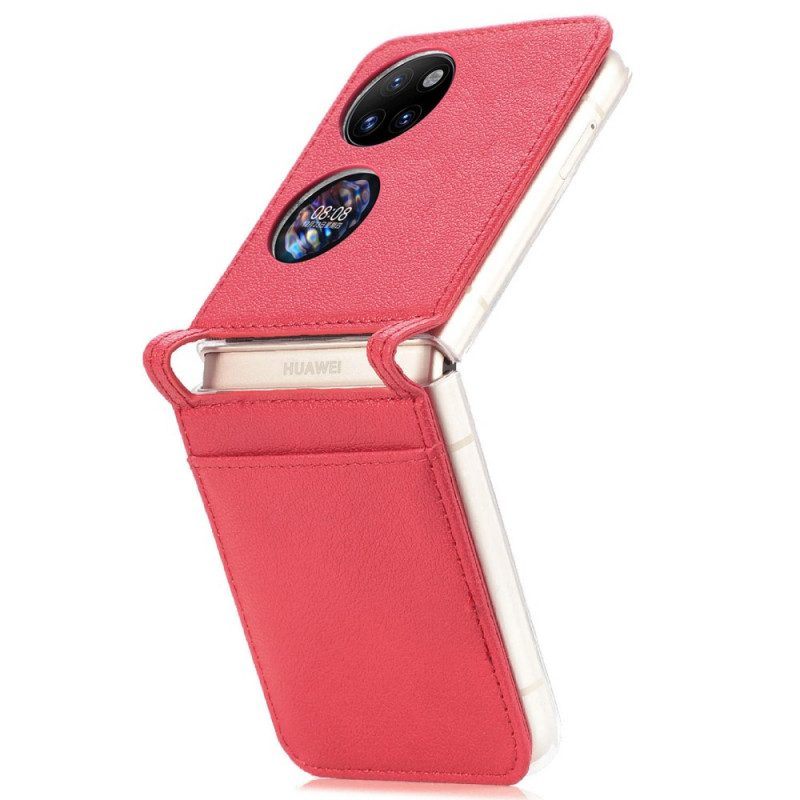 Telefoonhoesje voor Huawei P50 Pocket Textuur Lederen Kaarthouder