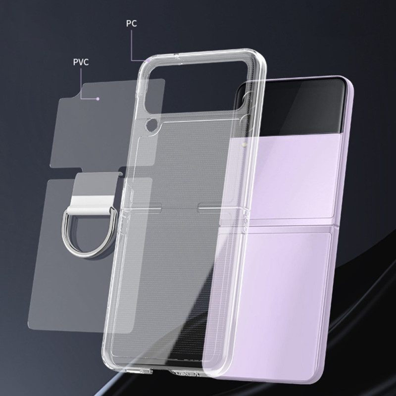 Telefoonhoesje voor Samsung Galaxy Z Flip 4 Folio-hoesje Transparant Met Ring