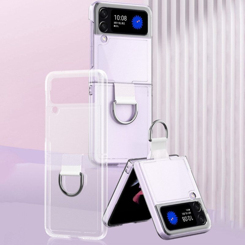 Telefoonhoesje voor Samsung Galaxy Z Flip 4 Folio-hoesje Transparant Met Ring