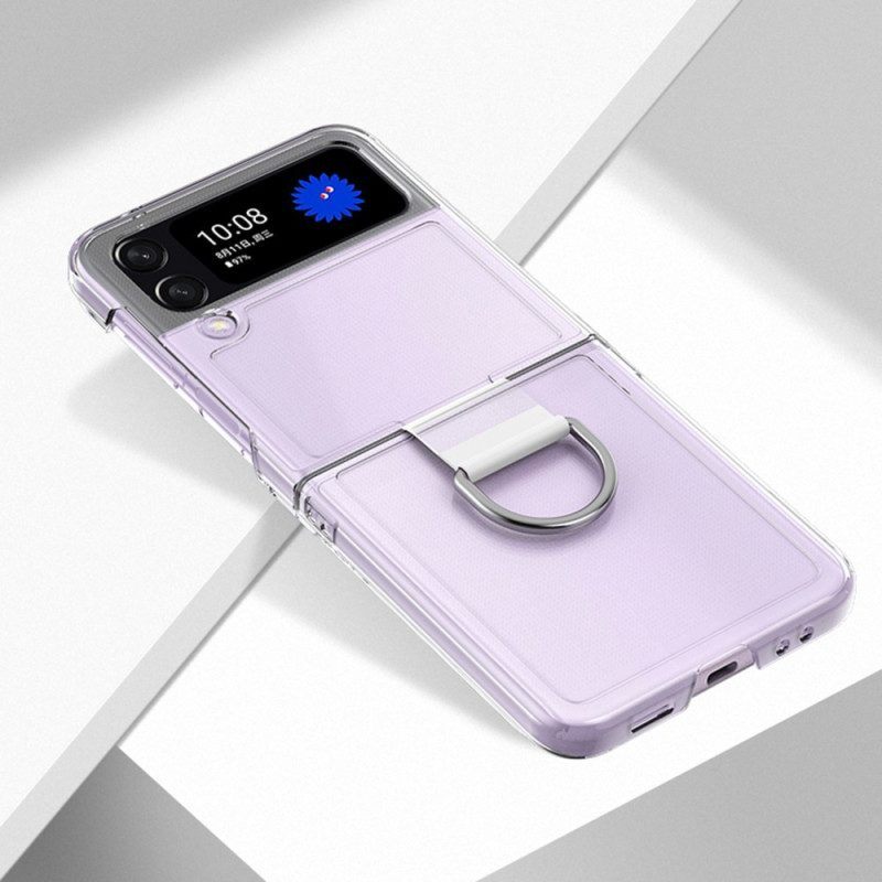 Telefoonhoesje voor Samsung Galaxy Z Flip 4 Folio-hoesje Transparant Met Ring